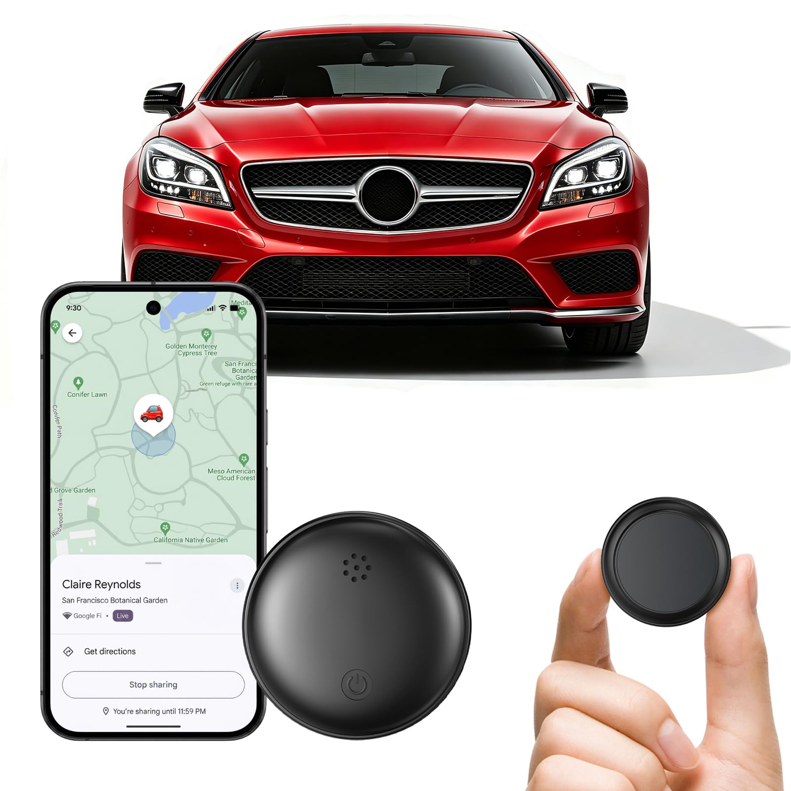 GPS Tracker per Auto, 2026 Nuovo Compatibile con Google's Find Hub (Solo Android) Magnetico Bluetooth Localizzatore GPS per Auto per Bambini, Auto, Animali Domestici, Senza Abbonamento - Nero