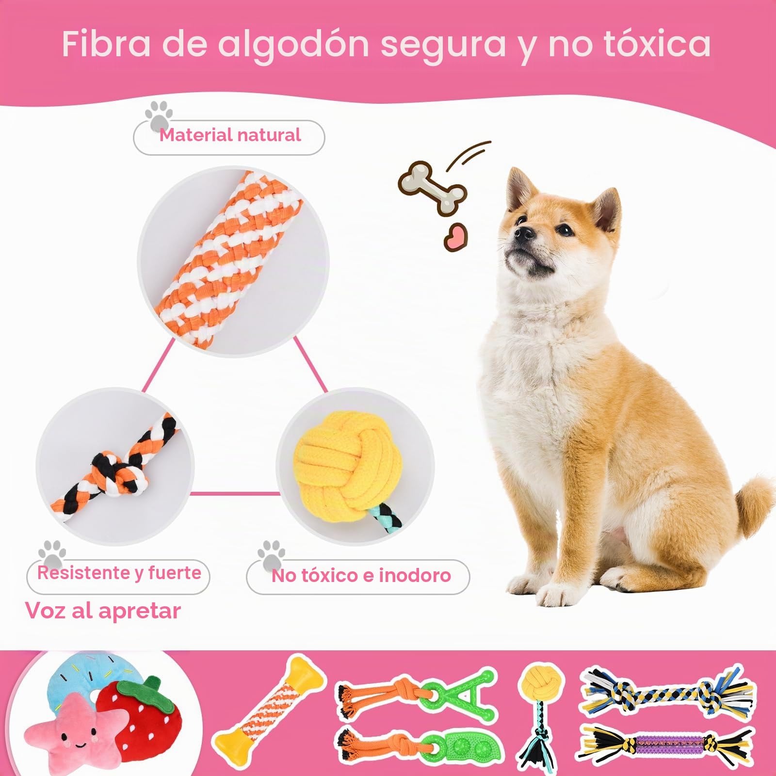 Juguetes para Perros,20 Piezas Juguete para Morder para Perro,Juego de Juguetes para Perros,Juguetes Interactivos para Limpiar Los Dientes Adecuado para Pequeño y Mediano