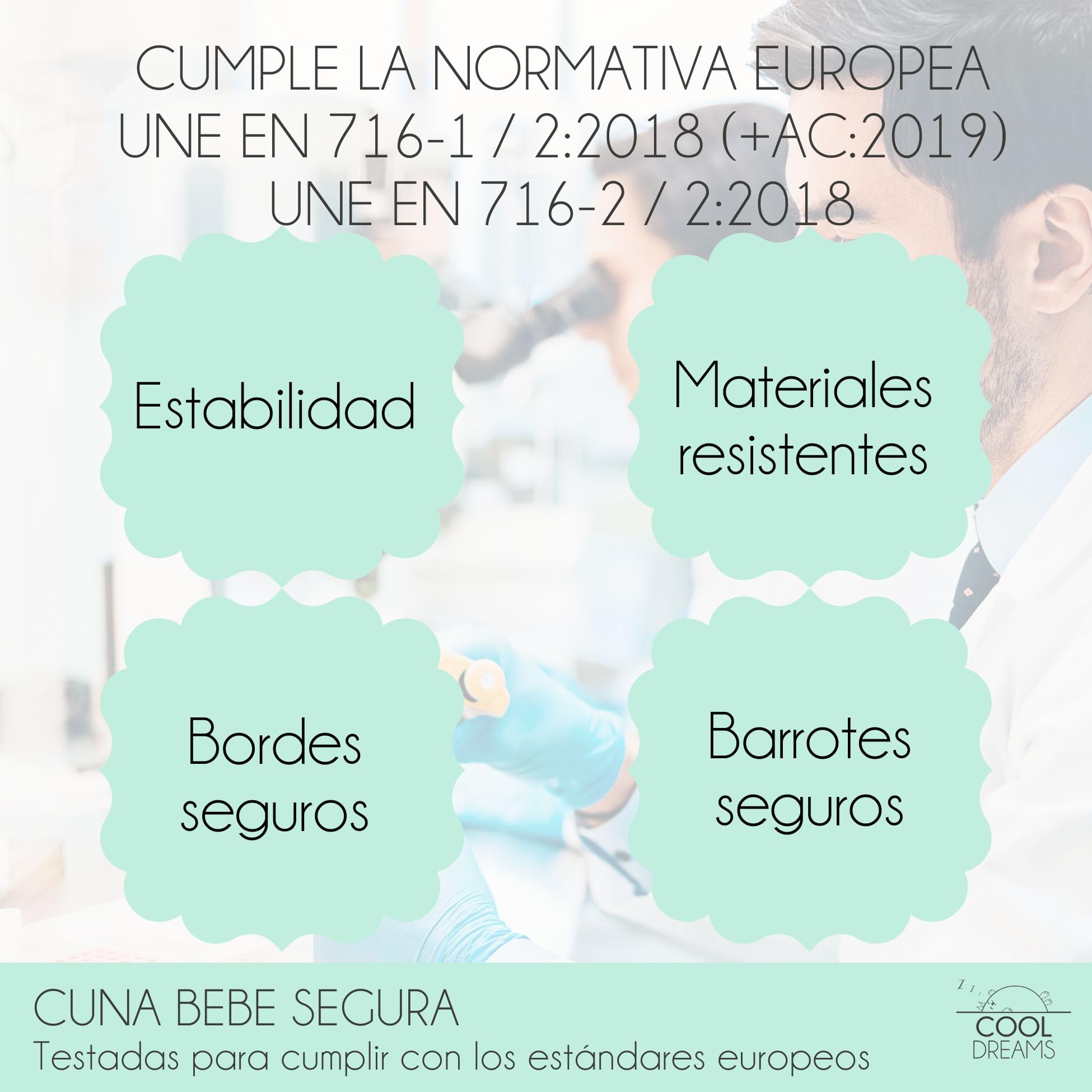 Cuna Convertible Nuru con Kit colecho para unir a la Cama y barandillas Blancas. Conforme a normativa Europea CoolDreams