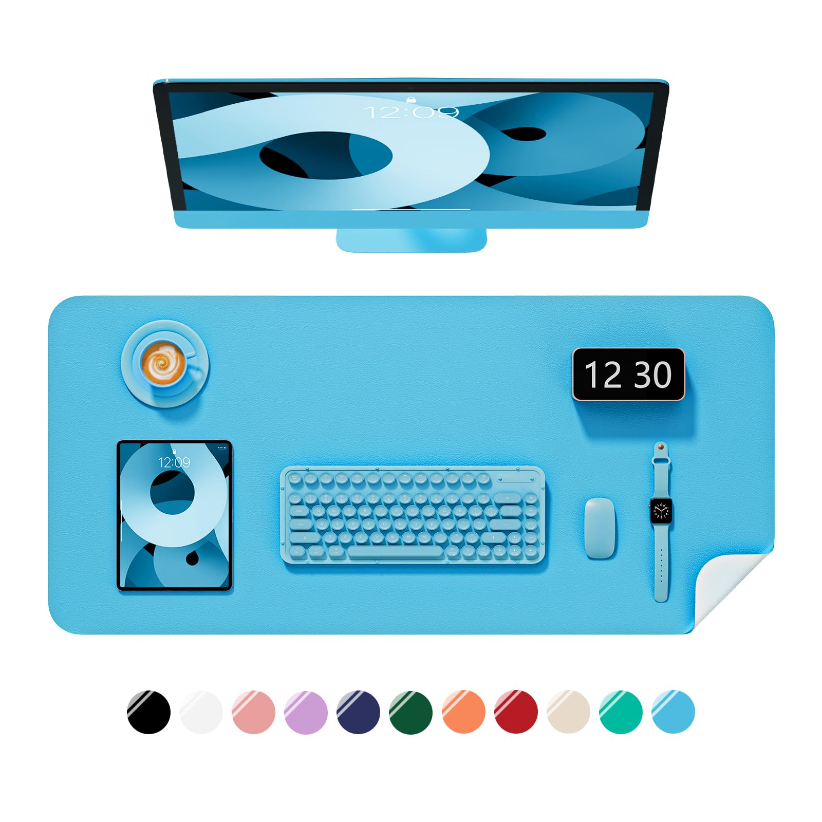 Niniubye Desk Pad, 23.6" x 13.8" PU Leather Non-Slip Desk Mat Large Mouse Pad for Desktop, Waterproof Laptop Computer Writing Mat for Office, Home,