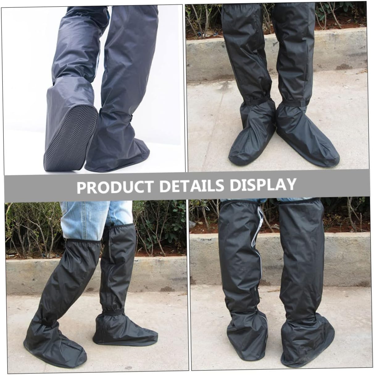 Wear-resistant Overshoes with Zipper Design Thickened Rainproof Shoe Covers for Cycling and Hiking Anti-slip Protection