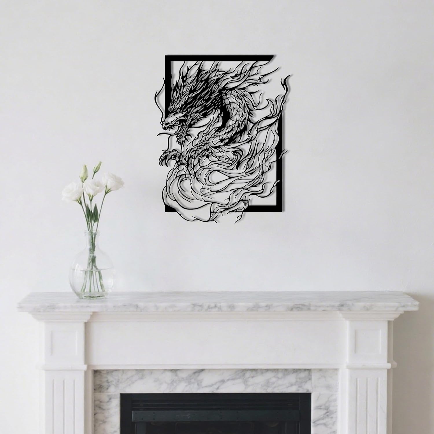 YATEASLU Dragon Wall Art - Intricate Metal Dragon Decor for Wall, Fierce Bedroom Wall Art and Office Decor, Symbol of Strength and Courage,Gifts for Men