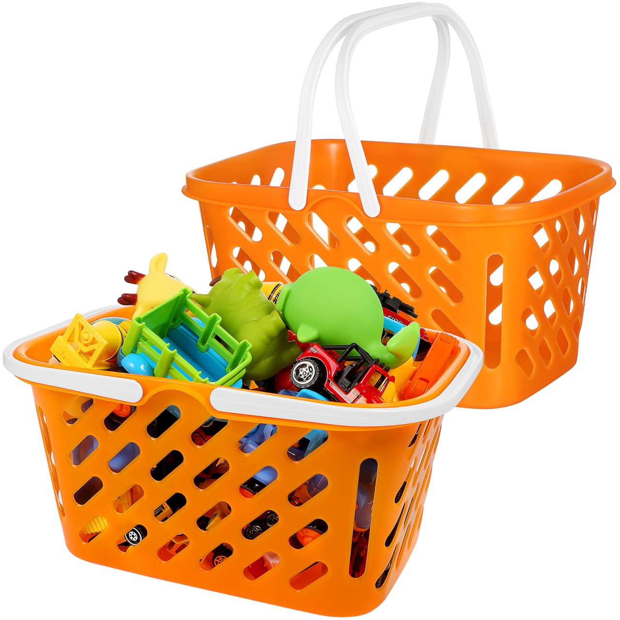 TOYANDONA 2pcs Shopping Basket Toys, Kids Grocery Basket with Handle for  Kids Pretend Play Grocery Basket Toys