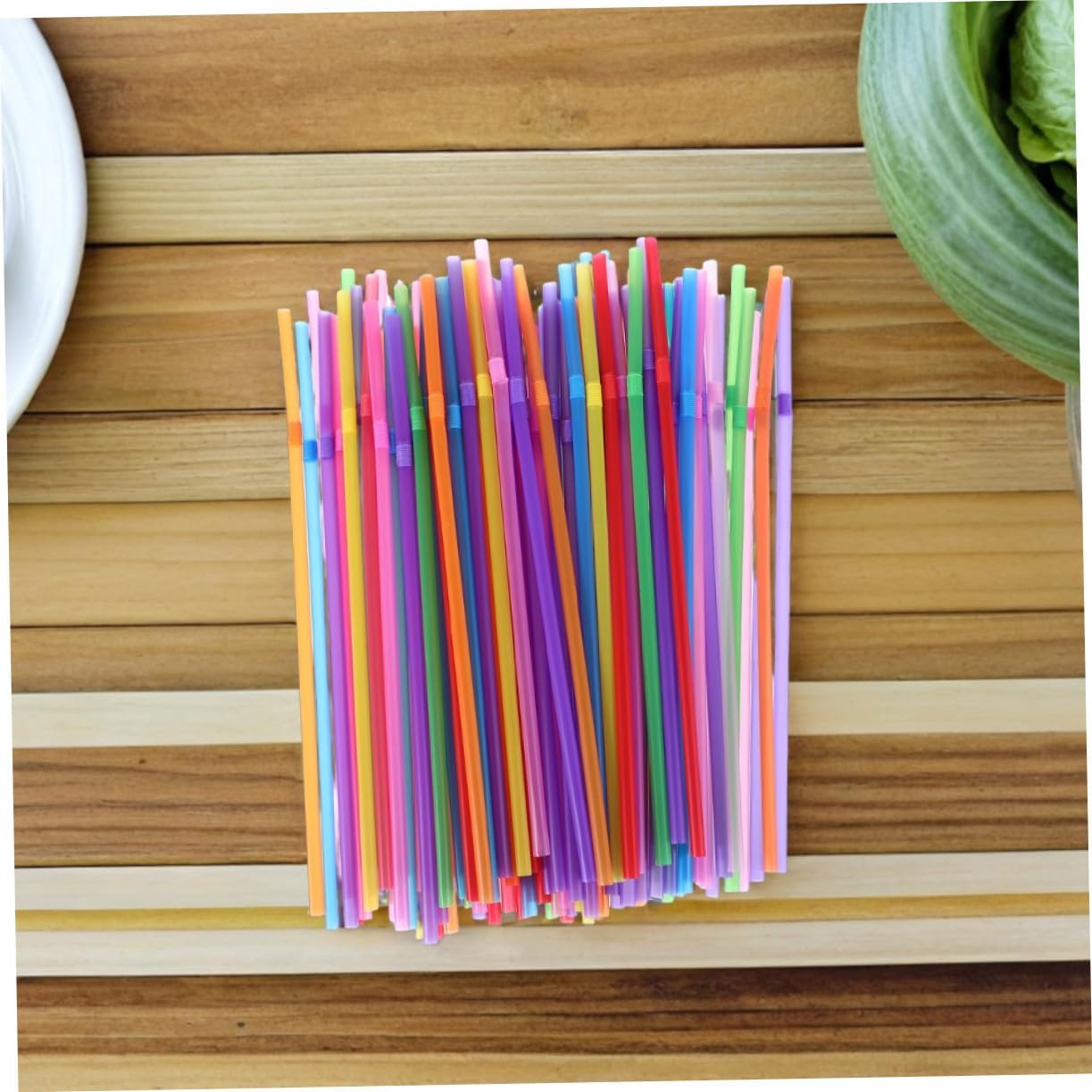 1000pcs Flexible Plastic Straws Bulk Disposable Multicolor Drinking Straws for Hot and Cold Beverages Party Supplies Bright for Cafes Bars Catering