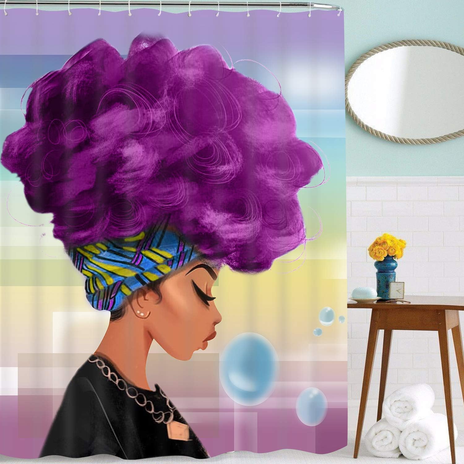 PANDAYAQ African American Shower Curtains Durable