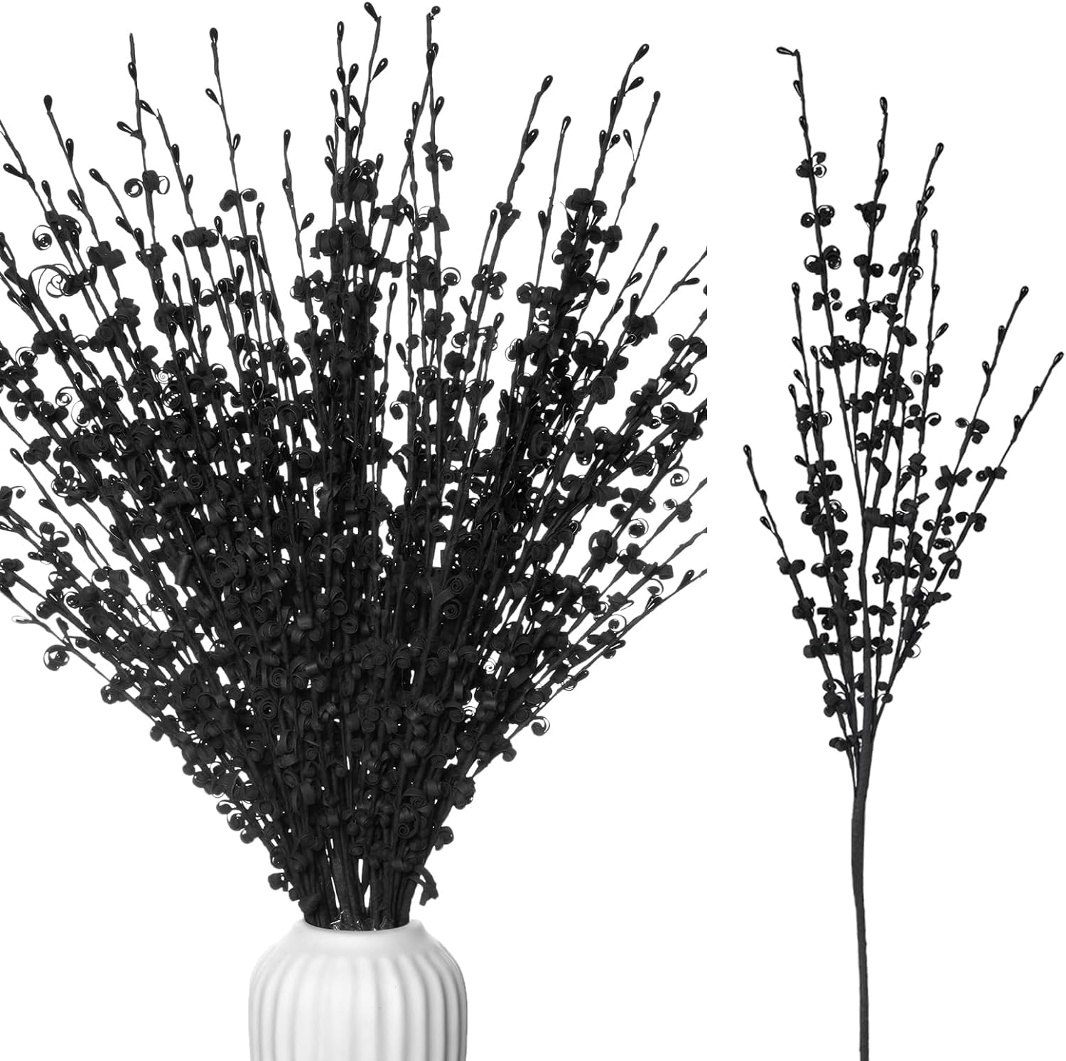 Wootkey 10pcs 29.5" Faux Jasmine Artificial Flowers Tall Black Floral Branches for Home Wedding Vase Filler New Year Anniversary Party DIY Decoration