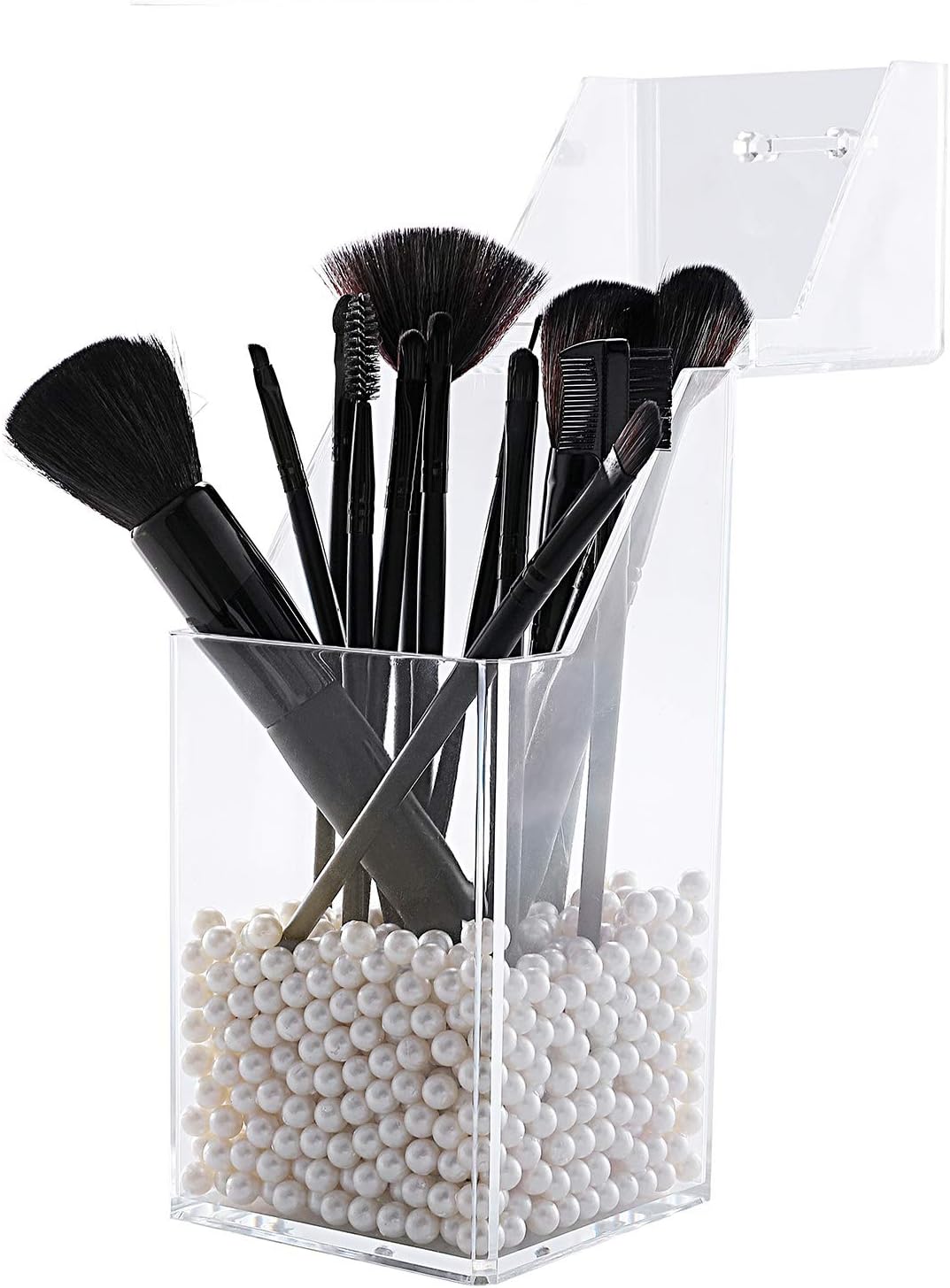 LUREME Makeup Brush Holder with Dustproof Lid, Clear Makeup