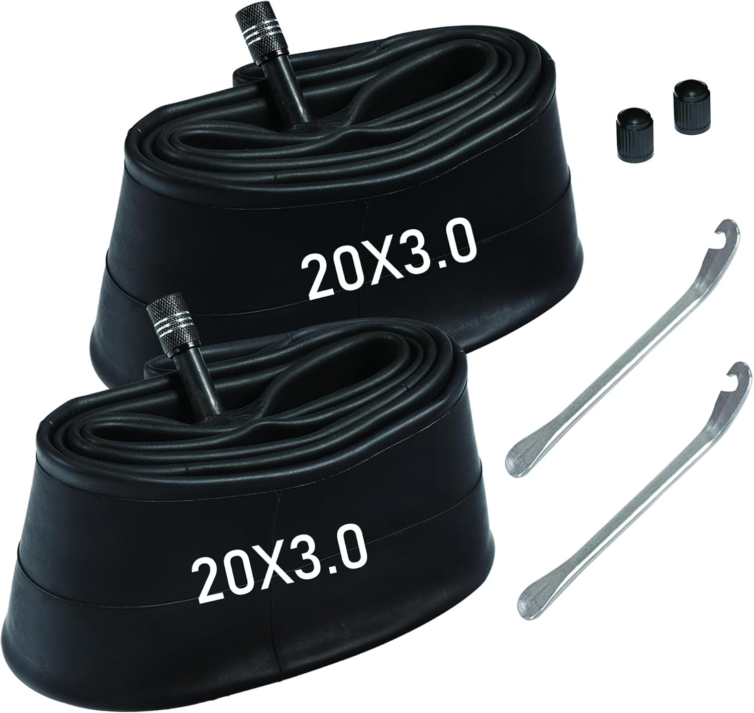 Paquete de 2 tubos de bicicleta de neumáticos gruesos de 20 x 3.0 con válvula Schrader de 1.260 in, tubos de bicicleta de 20 pulgadas compatibles