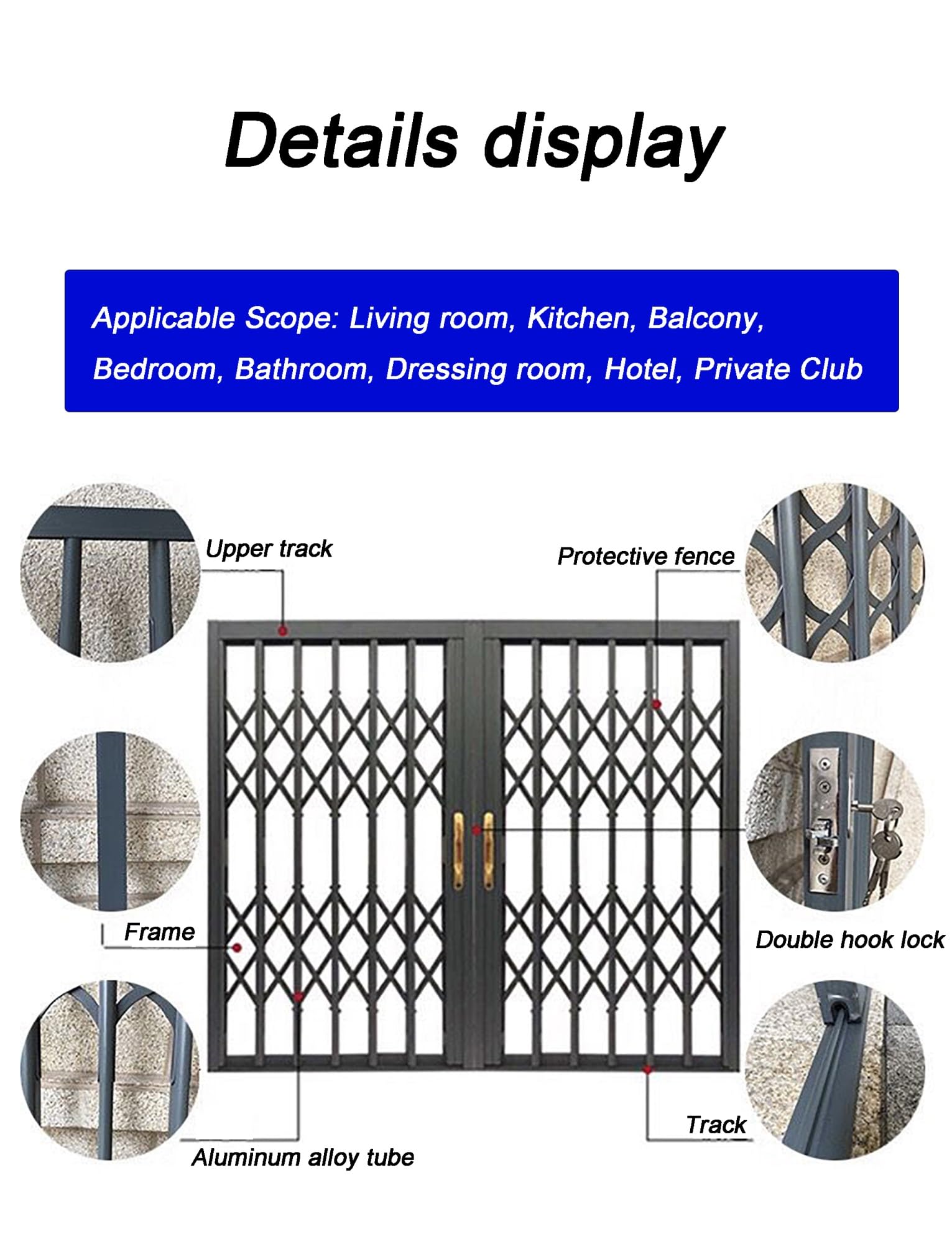 Barras de seguridad plegables para ventanas, barandilla resistente a prueba de niños con diseño antirrobo con cerradura para una mayor protección del hogar