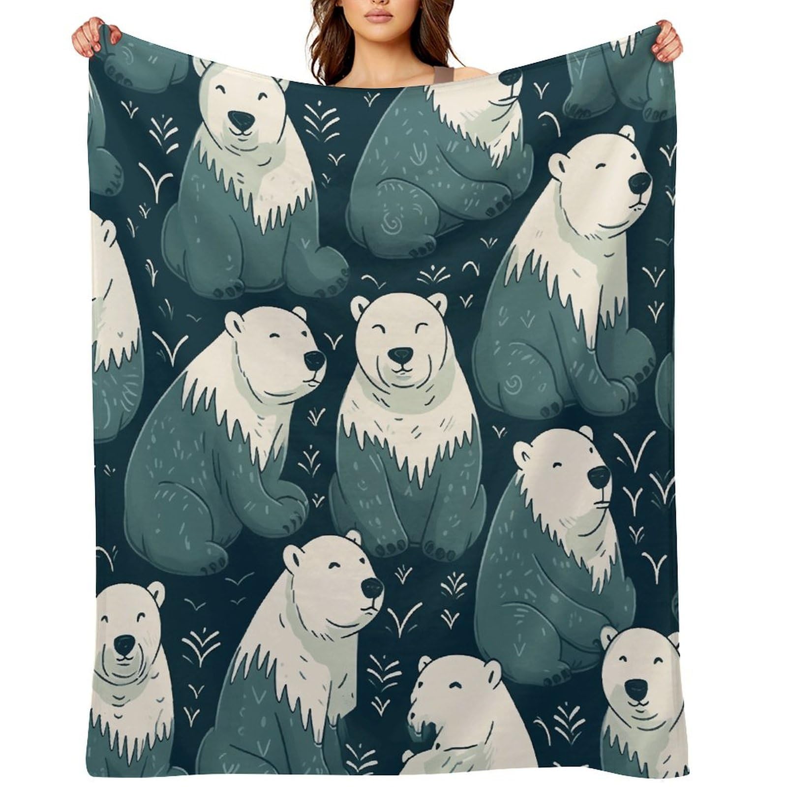 Polar Bear Pattern Throw Blanket for Couch and Bed Super Soft Warm Lightweight Throw Blankets Cozy Fuzzy Flannel Blanket Personalized Decorative Blankets for Sofa Decor 30"x40"