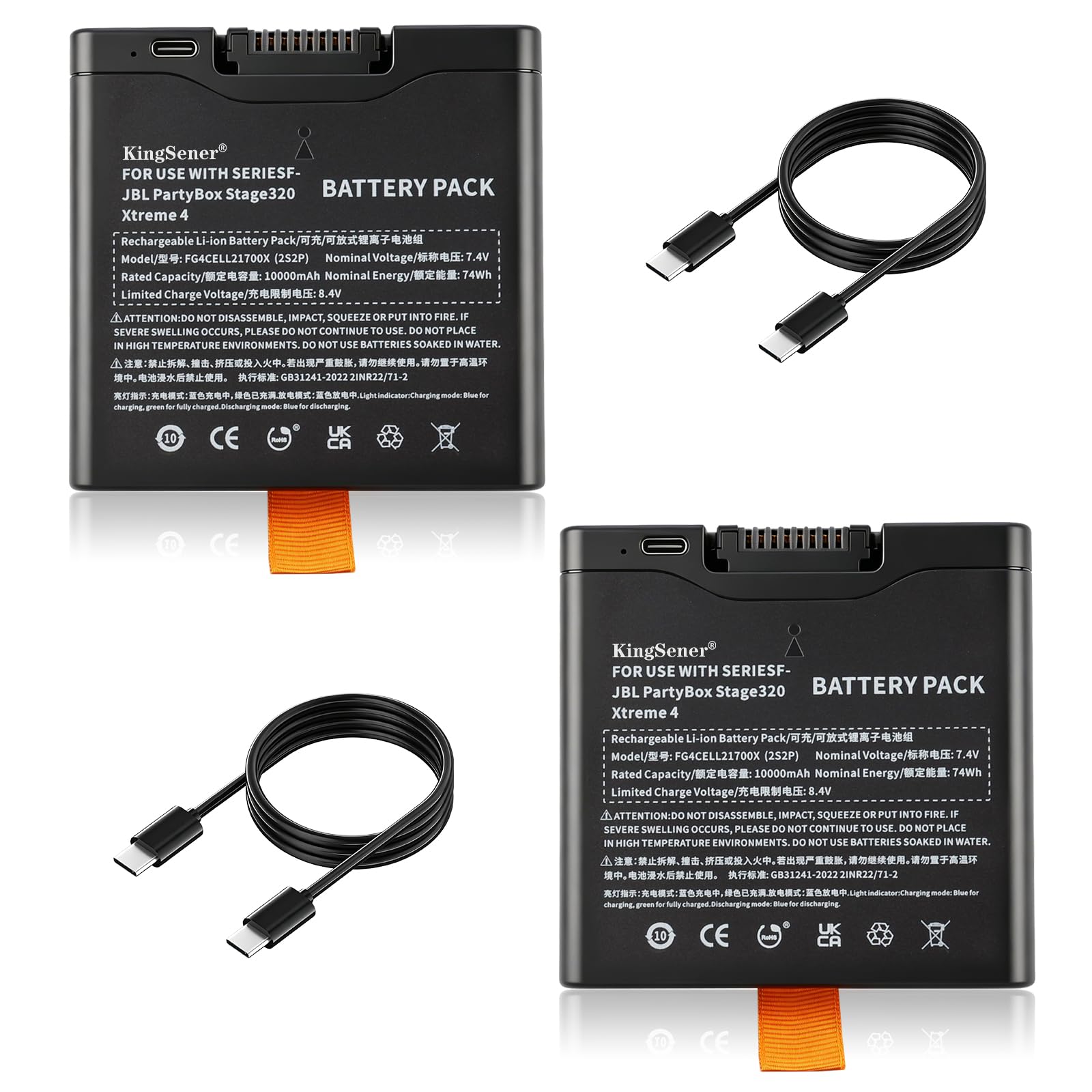 Batterie 72 Wh pour JBL PartyBox Stage 320 Xtreme 4-FG4CELL21700G