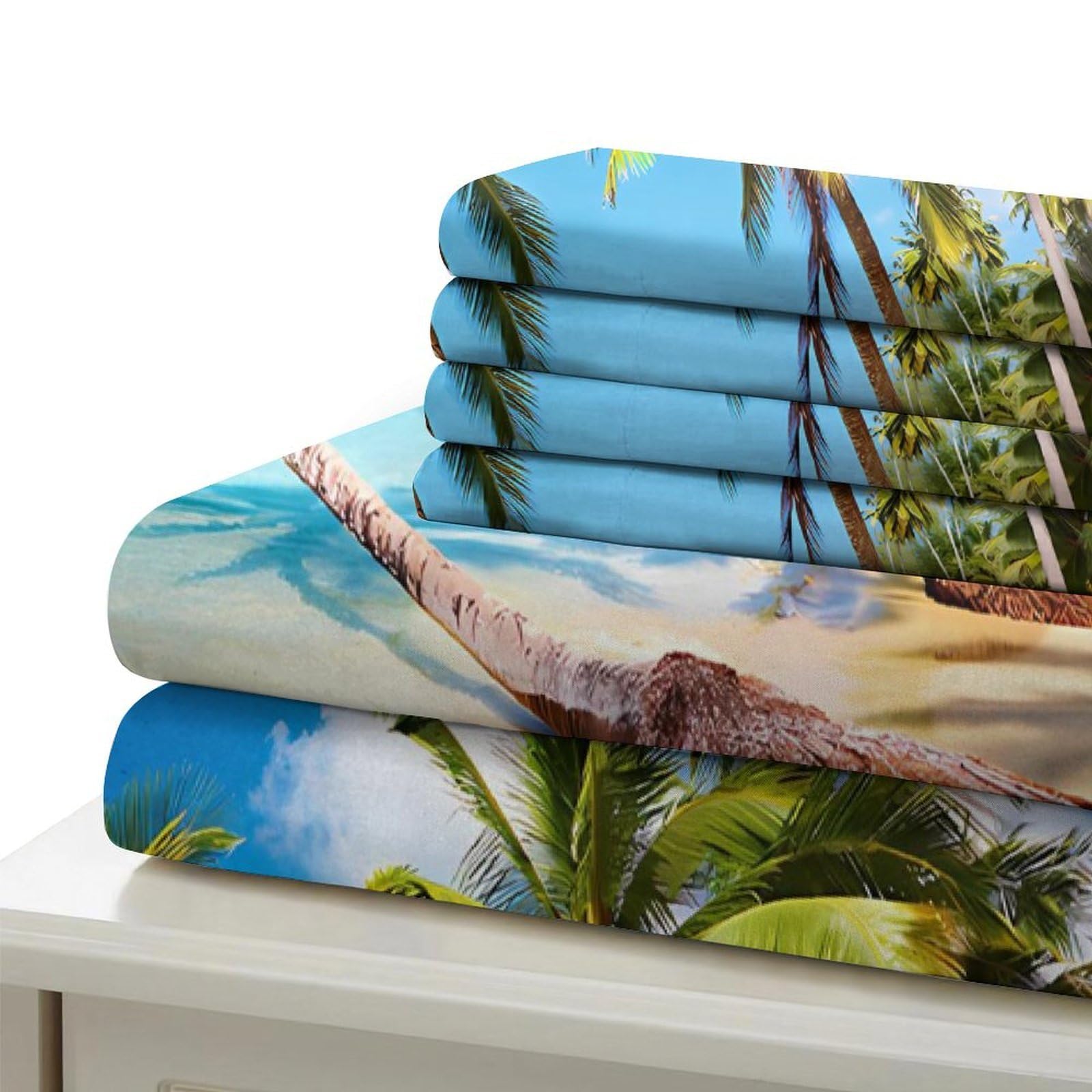 Scena di spiaggia tropicale copripiumino 3 Pezzi microfibra stampa di 3D con federa con federe Fuga di lusso sull'isola Set Di Copripiumino for coppie e adulti King（220x240cm）
