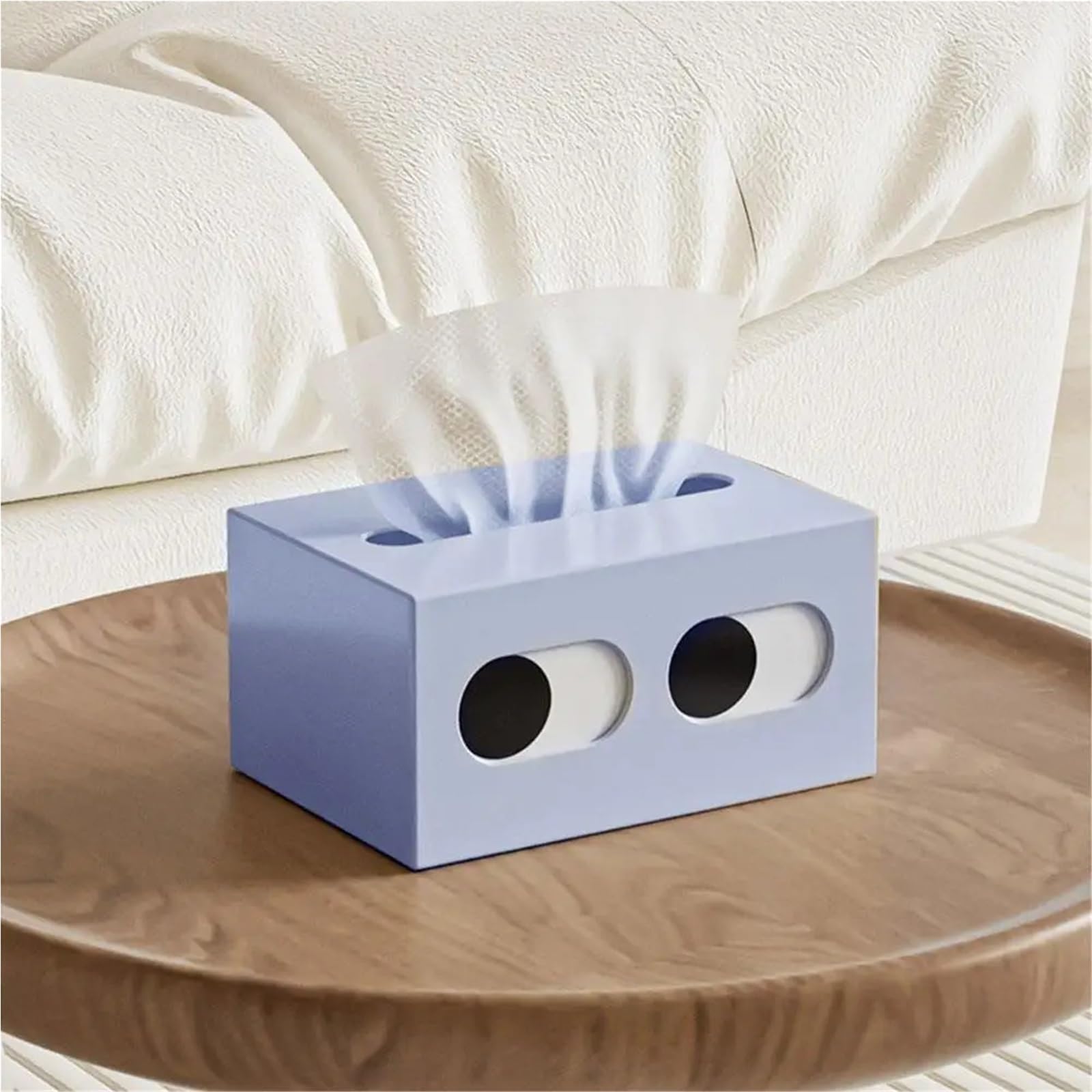 Tissue Box Cartoon Tissue Box, Tablecloth Storage, Creative And Cute Expression Desktop Decoration(Blue)