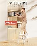 WOA WOA 2 Step Ladder, Foldable Step Stool, Aluminum Lightweight Ladder for Home Kitchen Closet, Anti-Slip Pedals, Ease of Folding, Portable, 300lbs Capacity - White