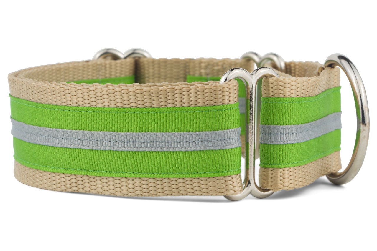 If It Barks - 1.5" Martingale Collar for Dogs - Stripe Design - Adjustable - Strong and Comfy Nylon - Ideal for Training - Made in USA - Large, Apple/