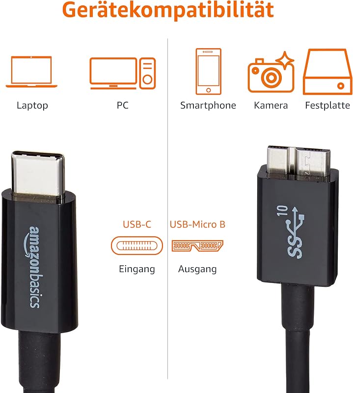 AmazonBasics USB Type-C - Micro-B 3.1 Gen2 kábel 0,9m fekete - black