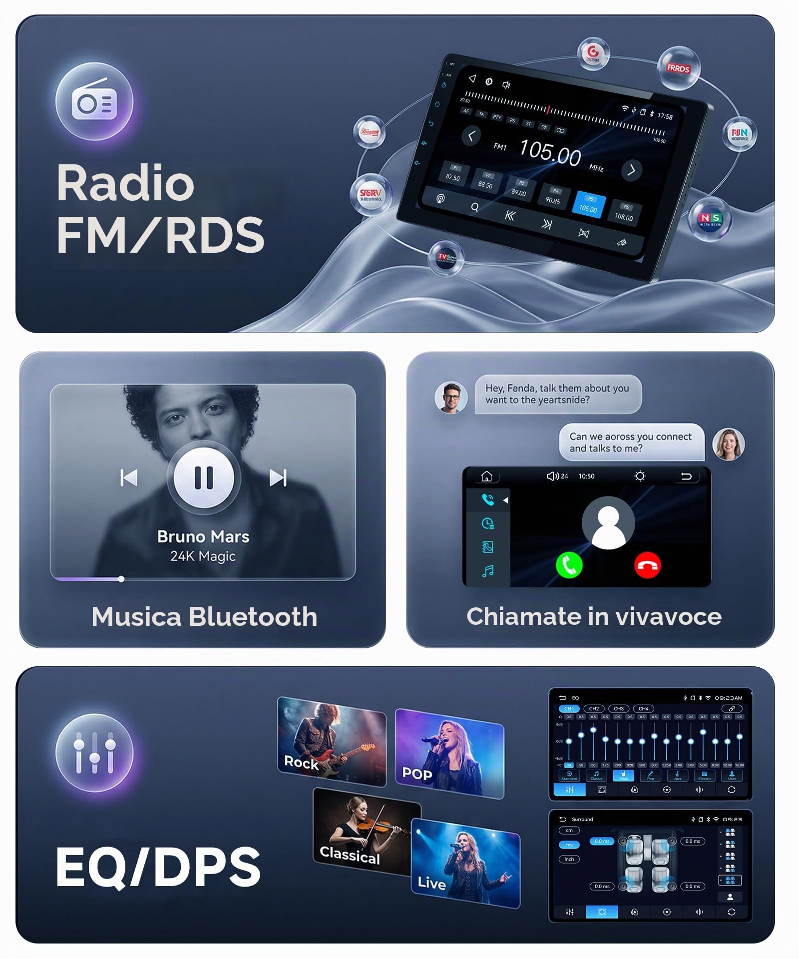 Rimoody Autoradio per Ford Ka 2008-2014 Carplay Wireless, 9 Pollici Touchscreen IPS Radio 2 din con Android Auto, Mirror Link, Bluetooth, FM/RDS, DSP, Comandi al Volante Retrocamera