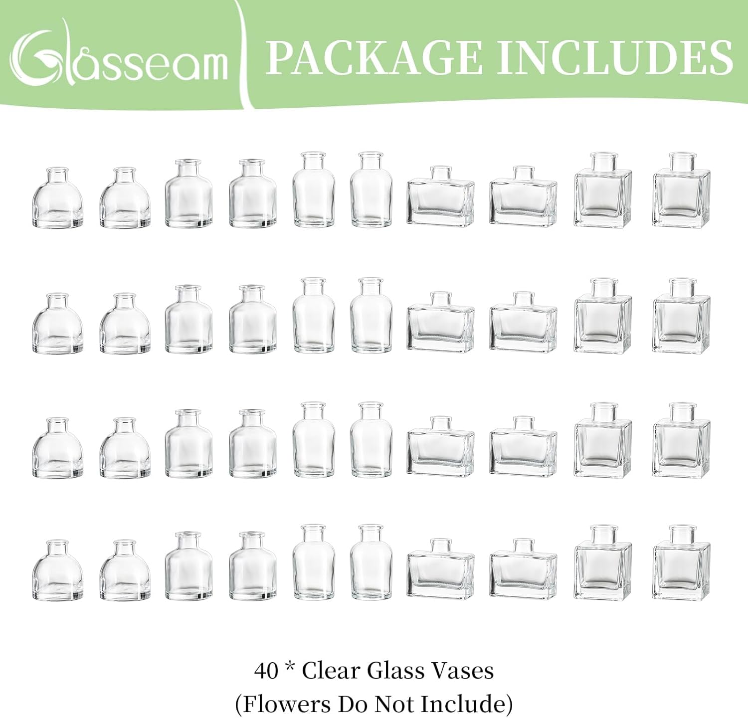 Glasseam Mini Bud Vases in Bulk 40: Clear Small Flower Vases for Centerpieces Cute Tiny Glass Vase for Flowers Modern Decorative Wedding Table Centerpiece for Dining Room Decor - Image 7