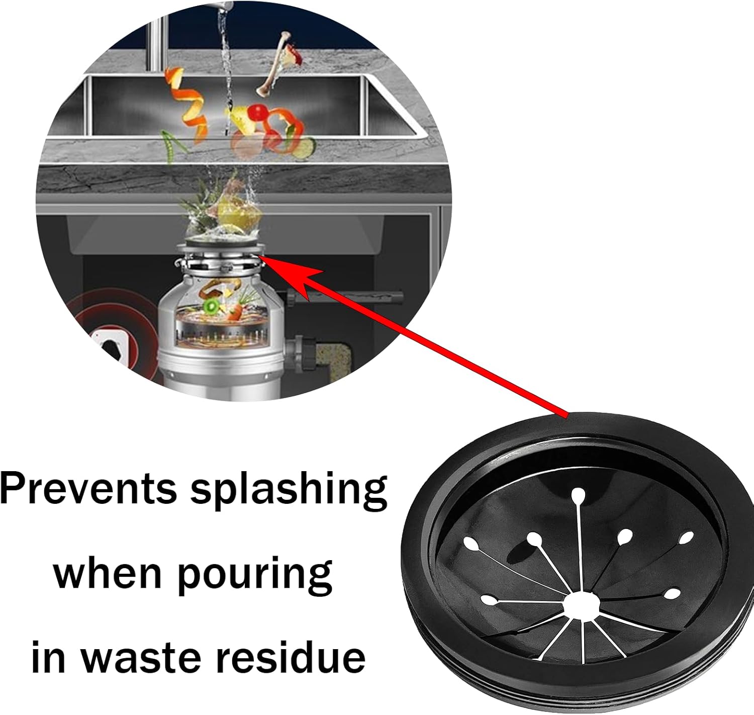 Garbage Disposal Splash Guards Collar Sink Baffle, Multi-Function Kitchen Drain Plugs for GE, 3-1/8 Inch Kitchen Sink Drain Splash Guard, Whirlaway