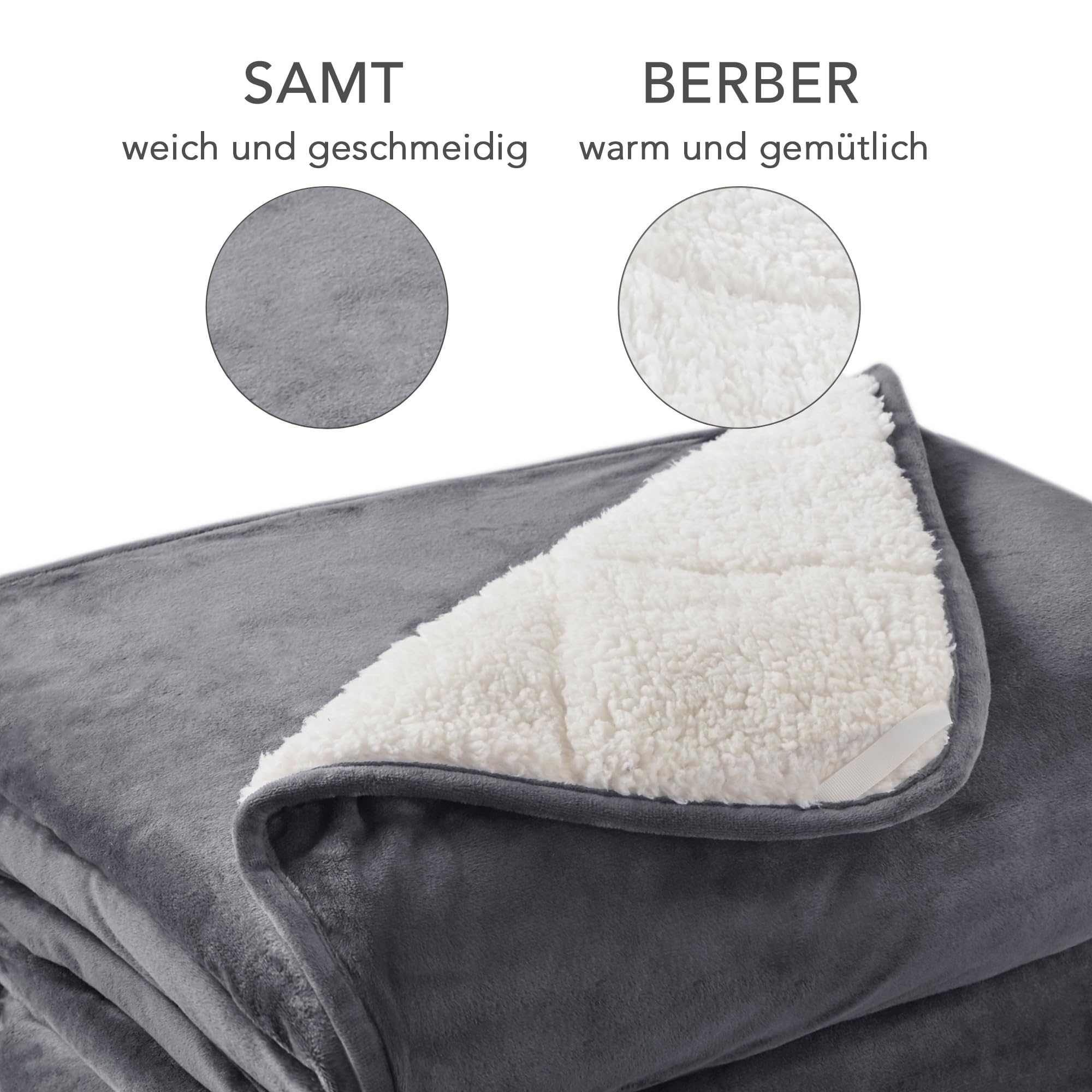 MOTESQQZZ Sherpa-Gewichtsdecke Für Besseren Schlaf – 2,5 Kg, 91x122 Cm, Beidseitig Weich, Wendbar