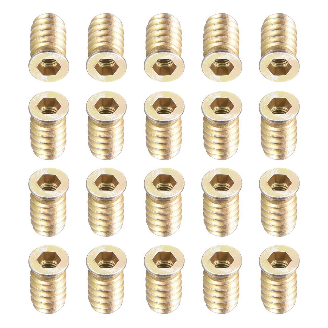 TA-VIGOR M6x20mm Threaded Insert Nuts for Wood - Hex Socket Drive Furniture Inserts for Cabinet, Chair & DIY Repair Kits 20Pcs