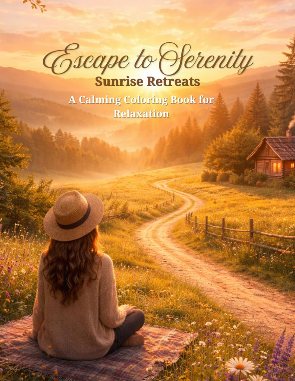 Escape to Serenity: Sunrise Retreats: A Relaxing Adult Coloring Book with Peaceful Sunrise Scenes, Cozy Cabins, and Stress-Relieving Designs