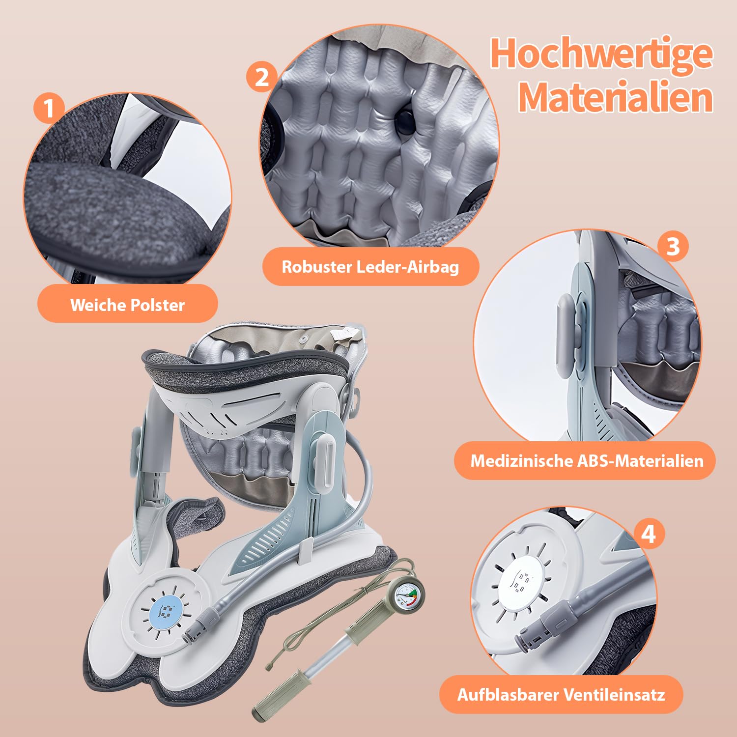 Dispositivo de tracción cervical para estiramiento del cuello y apoyo, con 3 Power Traction y 8 Airbag Support para dolor de cuello, estiramiento de la columna vertebral, uso doméstico, bomba de aire