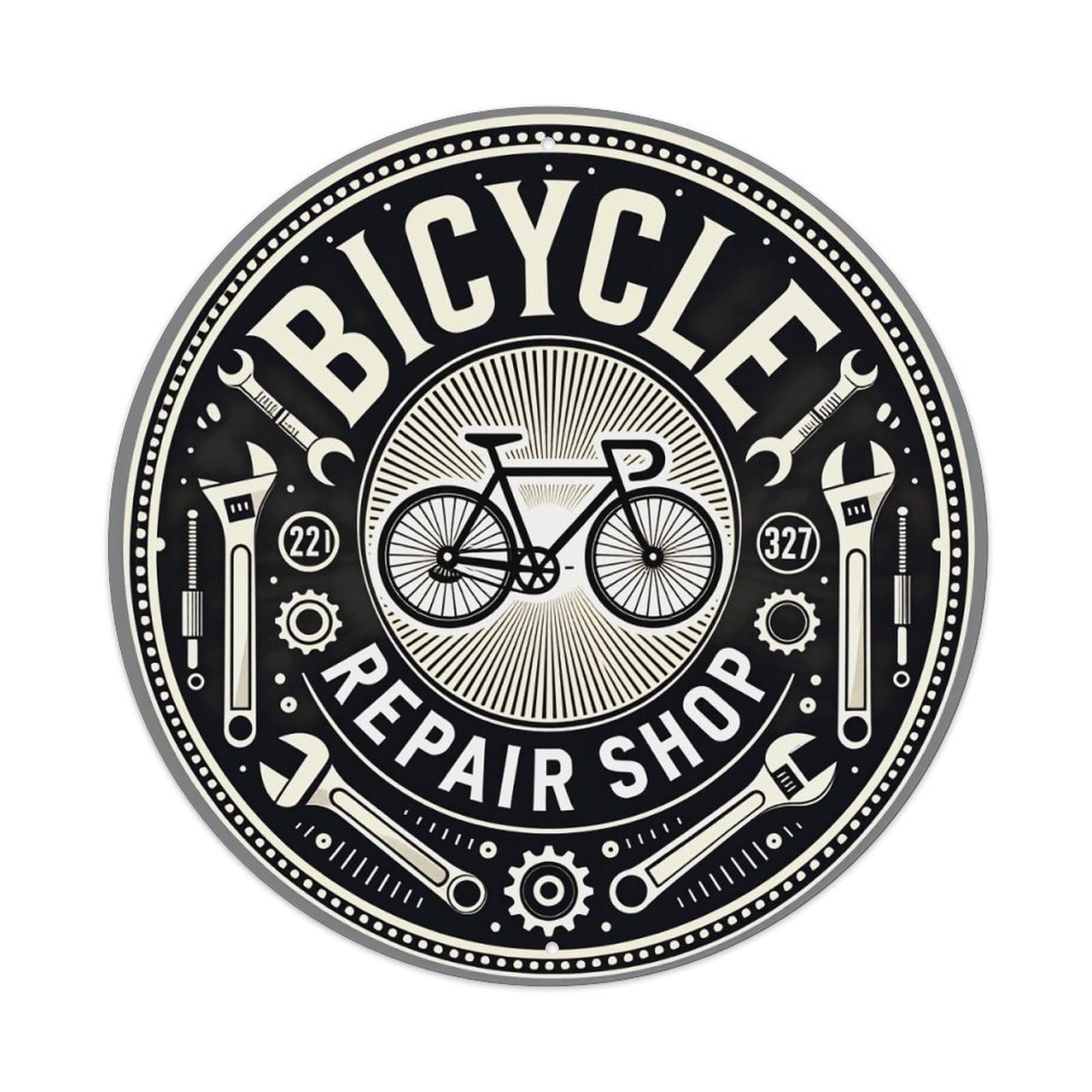 Bicycle Repair Shop Emblem Design Metal Tin Sign Vintage Garden Bedroom Cafe Bar Man Cave Home Wall Decor Metal Poster 8x8 inches