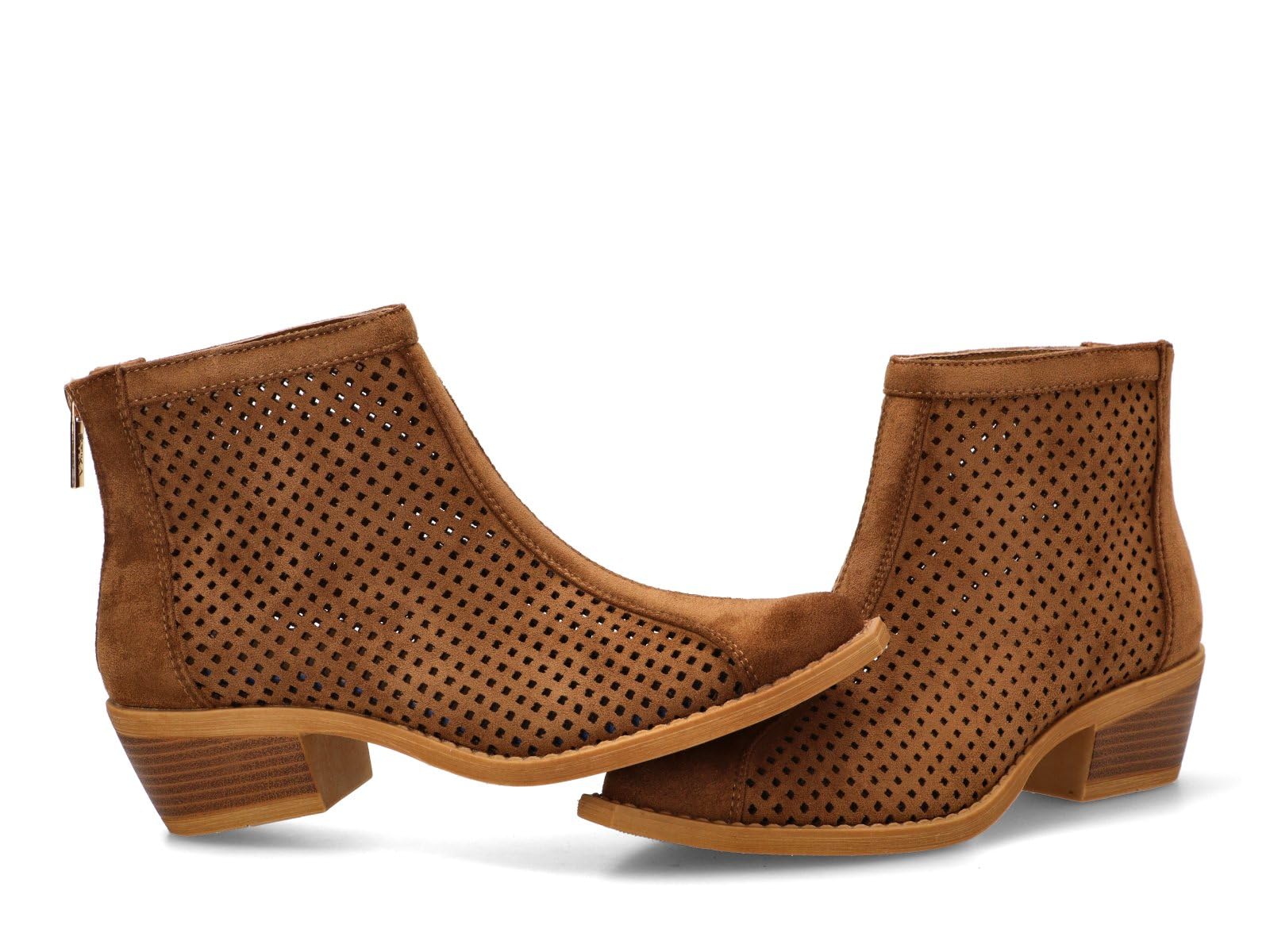 Etika Botines Calados de Entretiempo para Mujer, Diseño Casual de Caña Corta con Cremallera y Tacón Medio de 5cm, 31129
