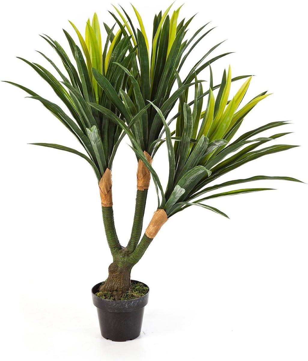 2 x Set Of Artificial Yucca Plant Palma Saskia, 102 Leaves, Green, 110