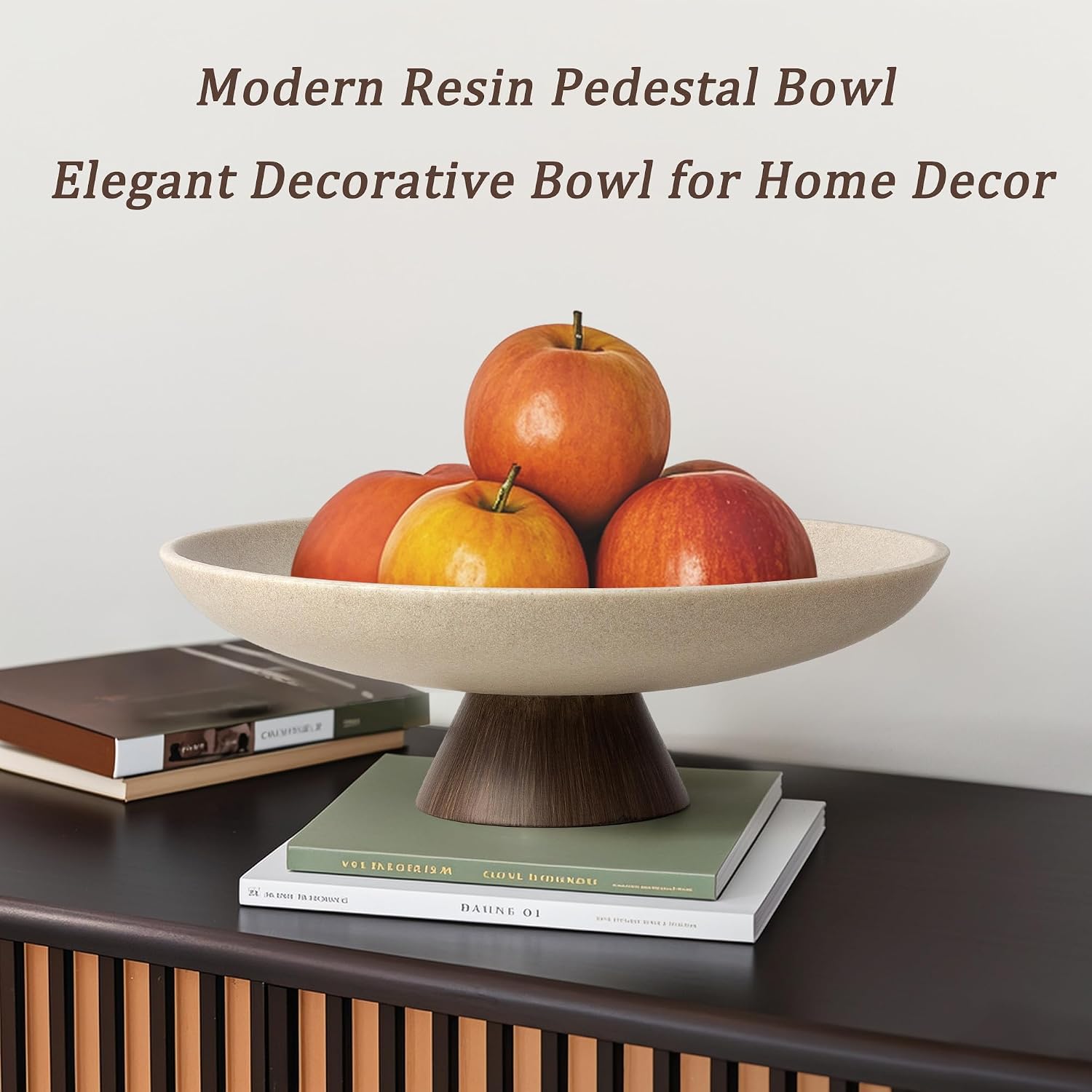 YMXYJM Modern Pedestal Decorative Bowl, Large Resin Fruit Bowl, Brown image 5