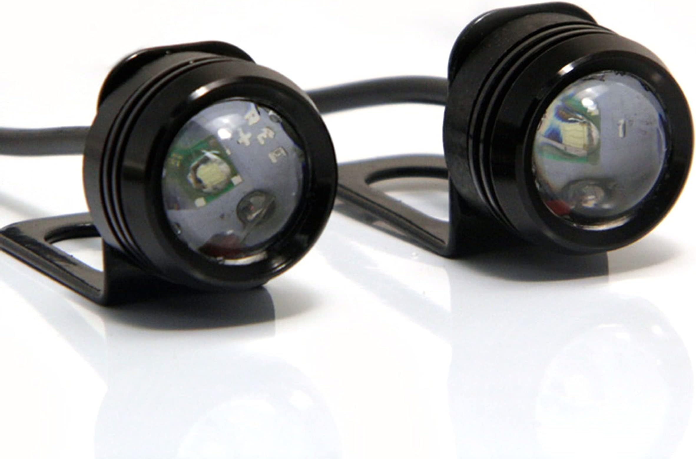 Alchemy Parts Motorcycle LED Daytime Running Lights DRL 3W Projector Lenses WHITE - PAIR