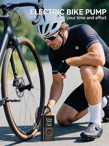 Miniatura 3 de AIRSURE Inflador de neumáticos, compresor de aire portátil, bomba de bicicleta con medidor y salida de carga USB, inflado rápido de 150 PSI,
