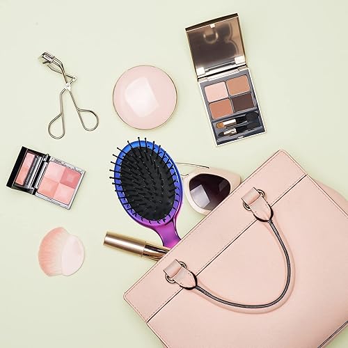 Miniatura 6 de VOCOSTE Mini cepillo de viaje para el cabello, cepillo desenredante colorido de bolsillo para cabello húmedo y seco, cepillo de viaje de tamaño