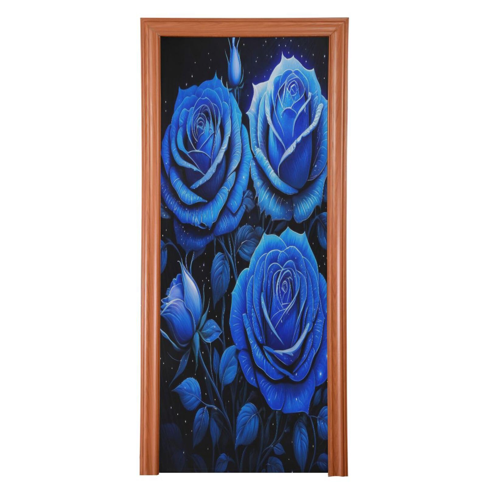 FLildon Royal Blue Rose Valentine's Day Door Cover Decoration, Party Accessory Porch Decor for Festive Ornament Room Door Covers 32 x 79 Inch