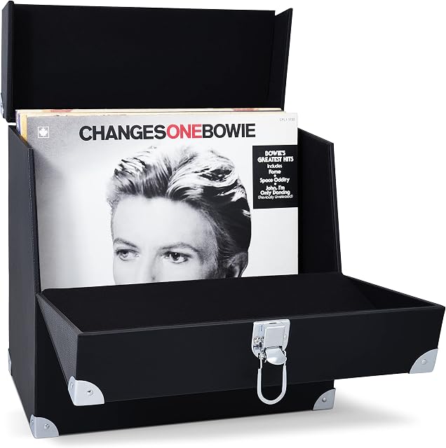 Vinyl Record Storage Case by LEGEND VINYL. Holds up to 40 LPs. Flight Case Style Vinyl Storage Box with Front Opening Panel to Let You View and Browse Your LPs with Ease