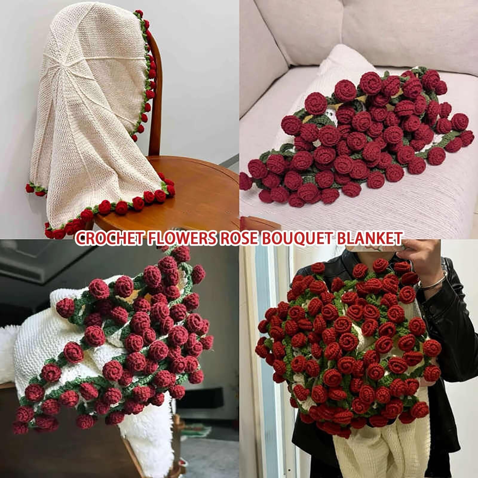 Amazon｜フラワーブーケブランケット。DIYハンドメイドクロッシェ