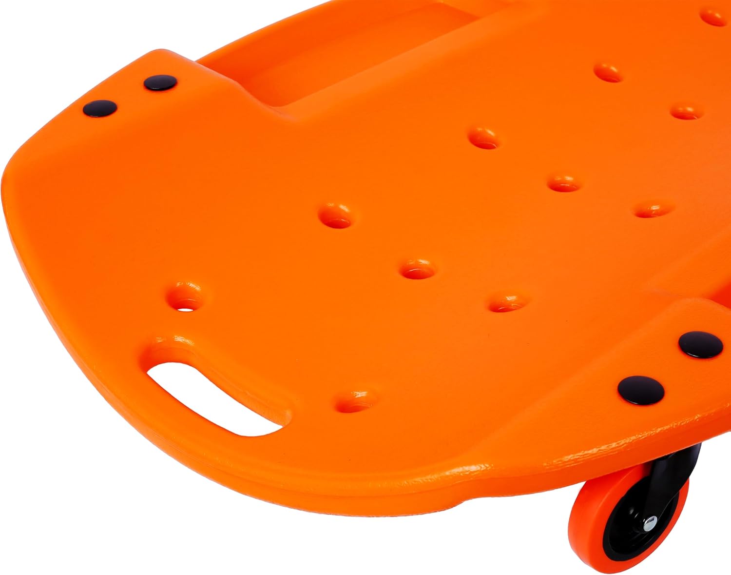 48-Inch Ergonomic Plastic Creeper, Blow Molded HDPE Body, Padded Headrest, Dual Tool Trays, 440 Lbs Capacity, Lightweight and Durable, Suitable for Auto Repair and Maintenance, Orange