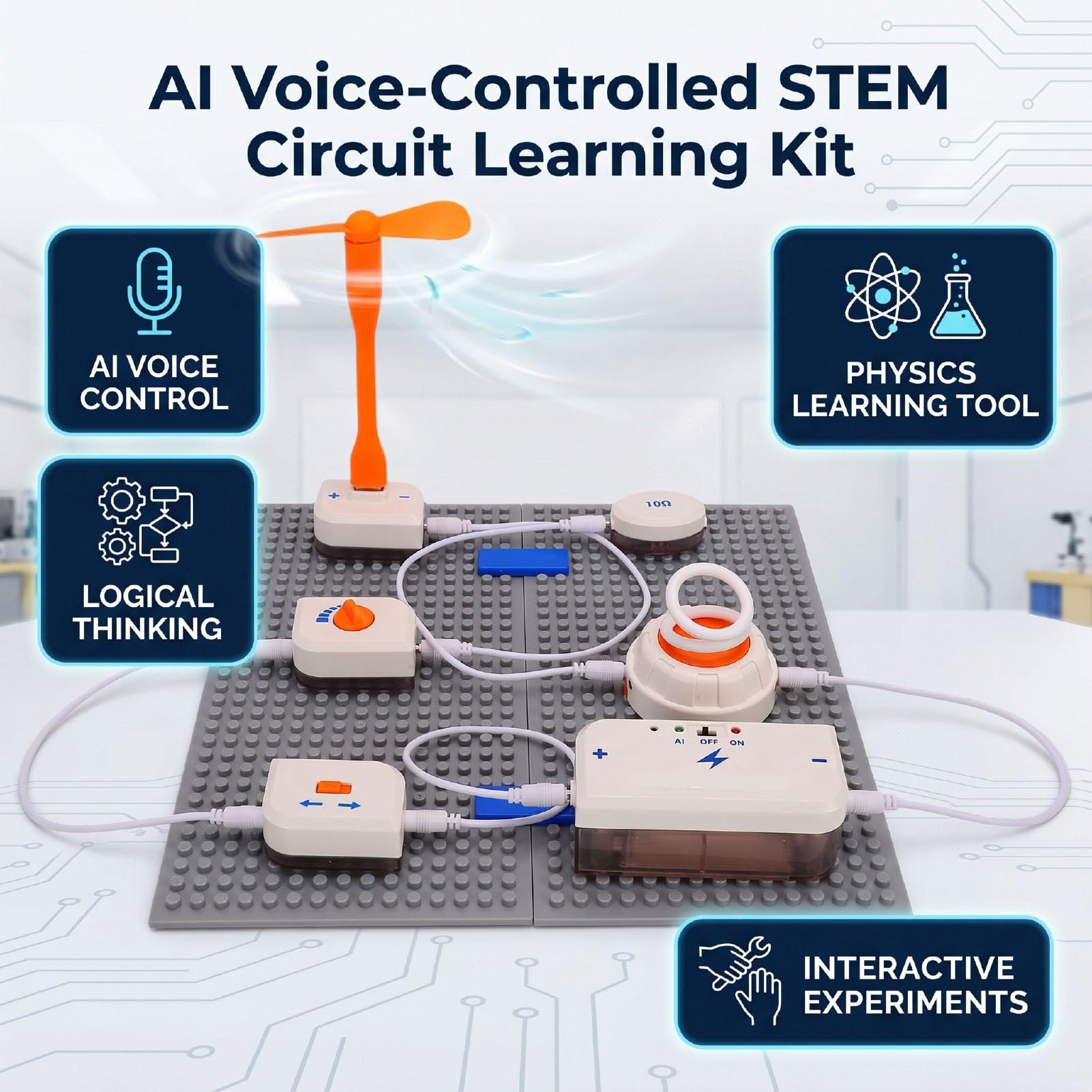 Generic Kits de Exploración de Circuitos Actividad Stem para Niños AI Reconocimiento de Voz Física Bloques de Construcción Plástico Seguro 2 Unidades
