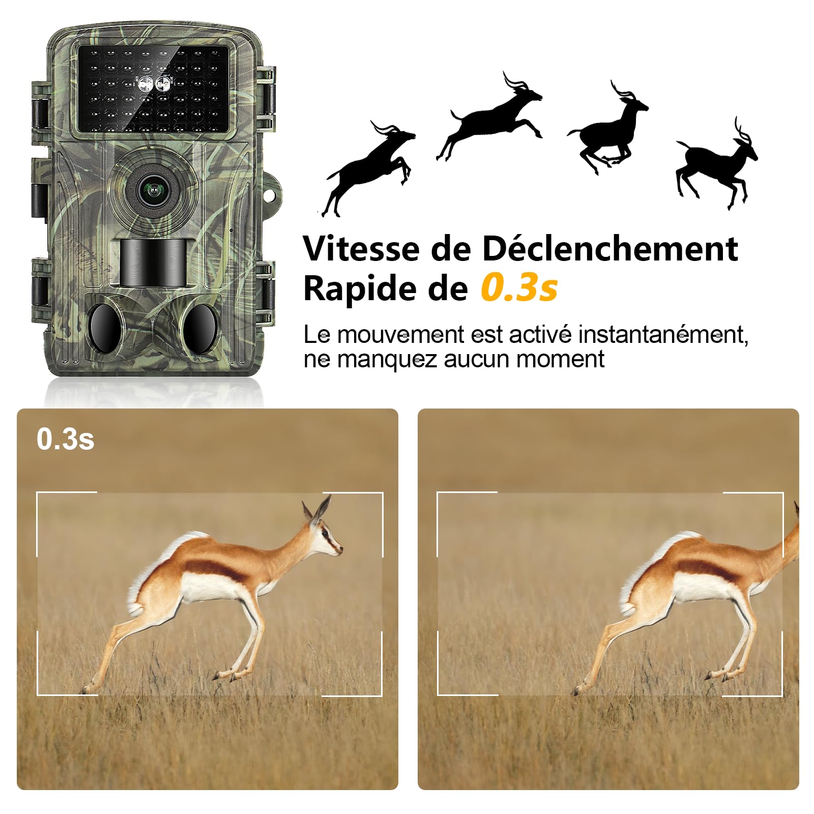 Caméra de Chasse 4K 60MP Camera Chasse WiFi, Piege Photographique avec Carte SD 32GB Caméra Infrarouge Vision Nocturne Animaux Étanche IP66 Camera Suiveuse Exterieur
