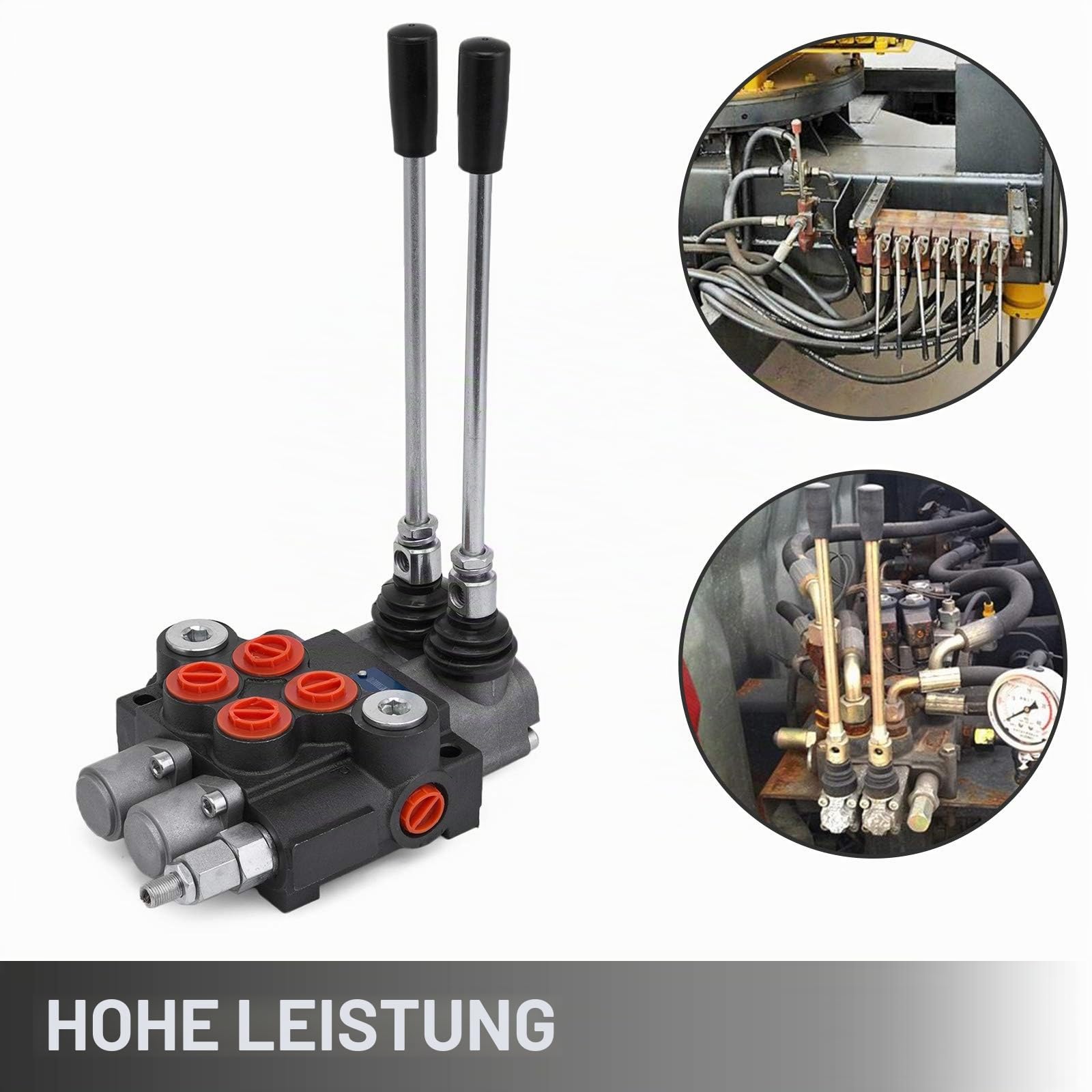 Mophorn Hydraulikventil, 2 Spulen, hydraulisches Richtungsventil, 11 gpm, hydraulisches Steuerventil, doppelt wirkend, für Traktoren, Laster, Tanks