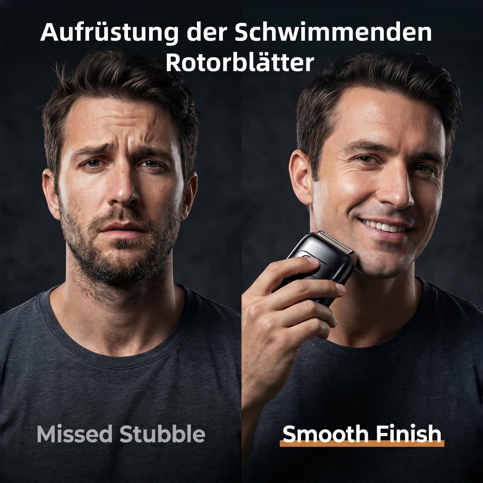 Elektrischer Rasierer Herren, Folienrasierer und Barttrimmer，Für Trocken- und Nassrasur, Akku, LED-Anzeige, USB-C-Schnellladung, IPX7 wasserdicht, tragbarer Reiserasierer