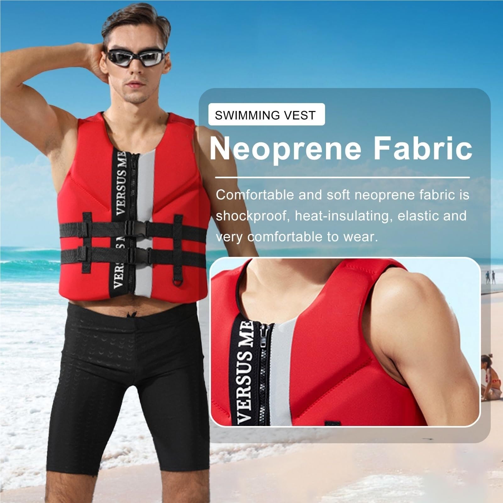 Veste de Kayak Adulte avec Fermeture Éclair, Veste de Kayak Réglable for Kayak, Pêche, Surf, Voile, Natation, Sports Nautiques