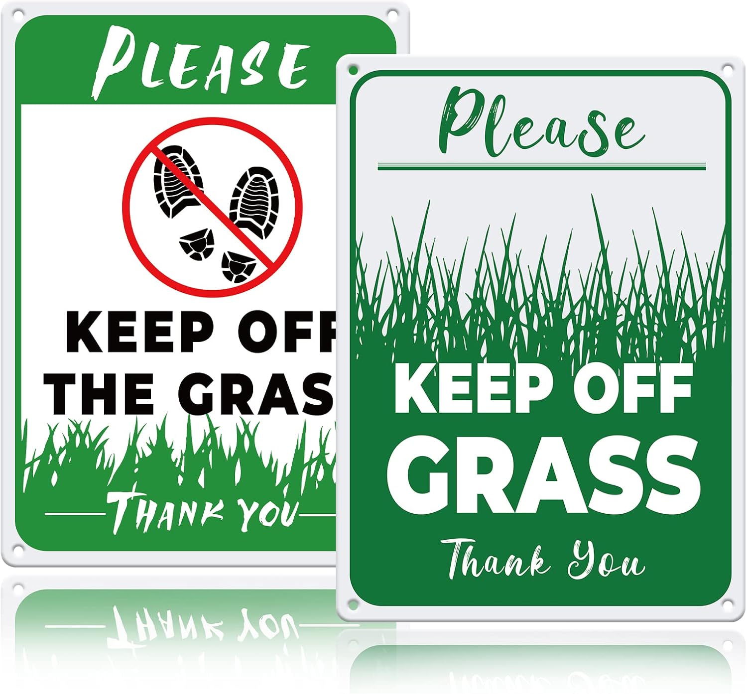 GLOBLELAND 2 Pack Keep Off The Grass Caution Signs Grass Signs Aluminum