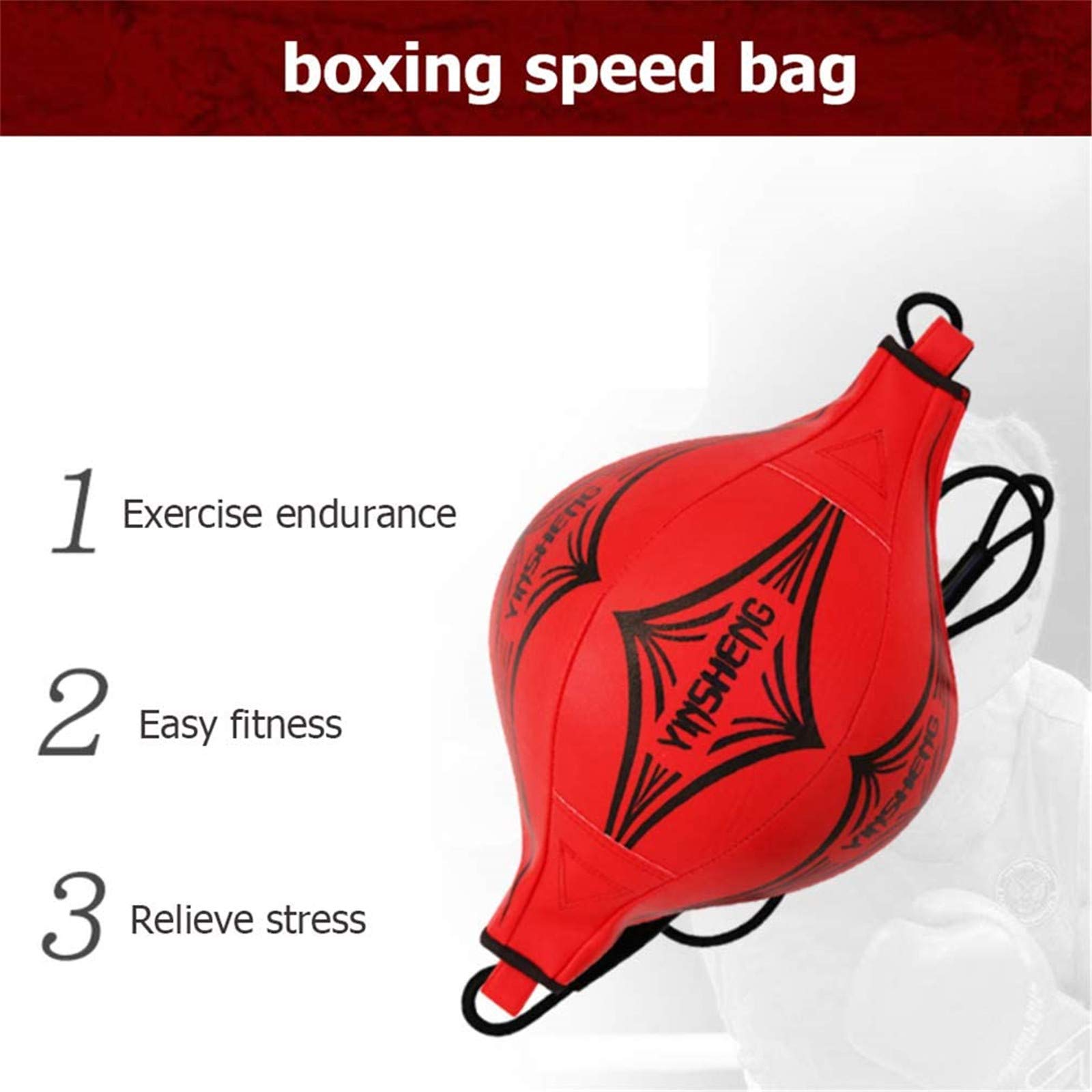 Ballon de Boxe Vitesse Entraînement Double-extrémité MMA Speed Punch Dodge Bag Cuir Professionnel avec Ventouse φ12cm