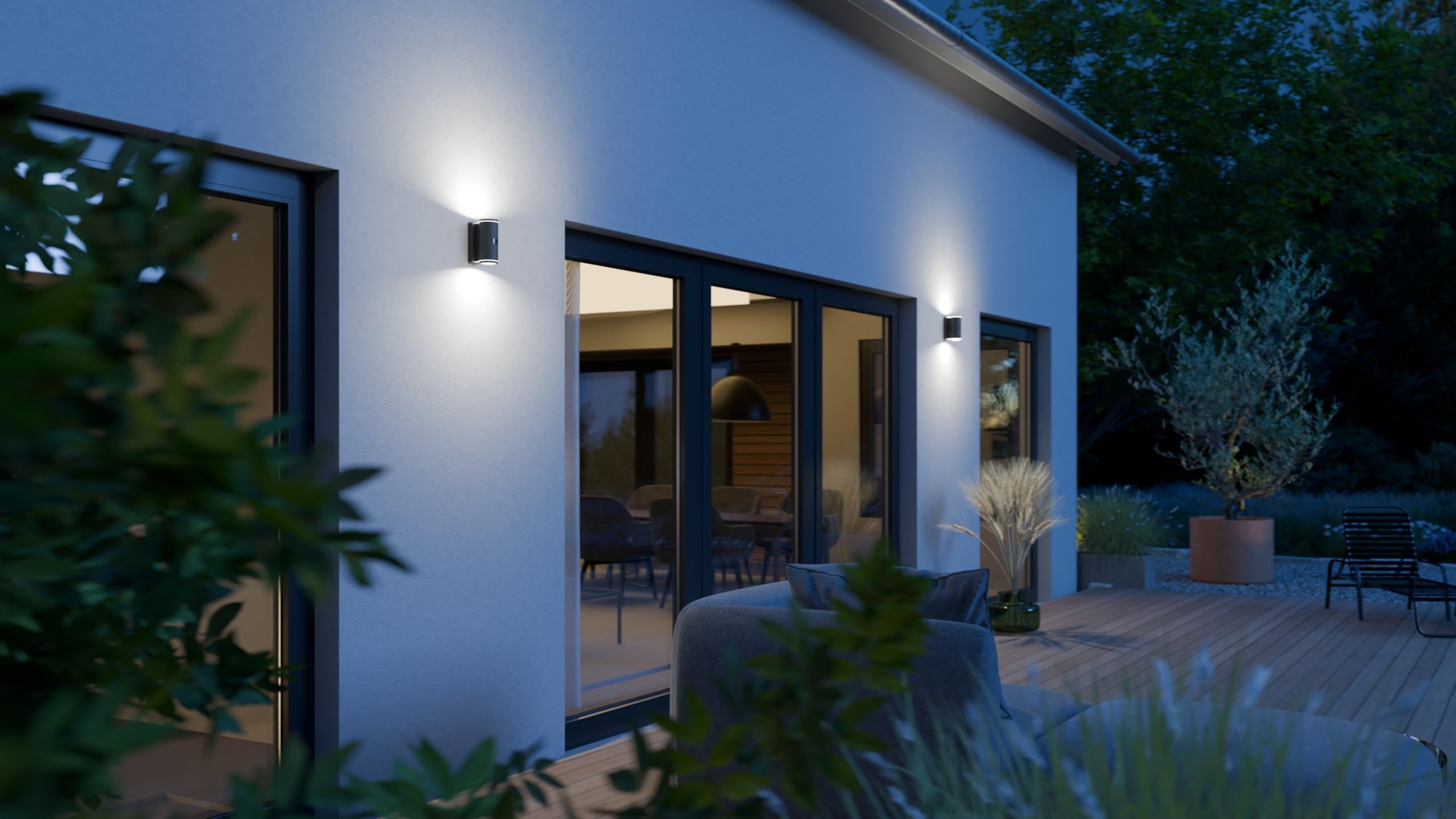Steinel LED Außenwandleuchte L 940, inkl. GU10 LEDs, UP-/Downlight Wandleuchte außen, 3000 K warmweiß, Aluminium, Anthrazit