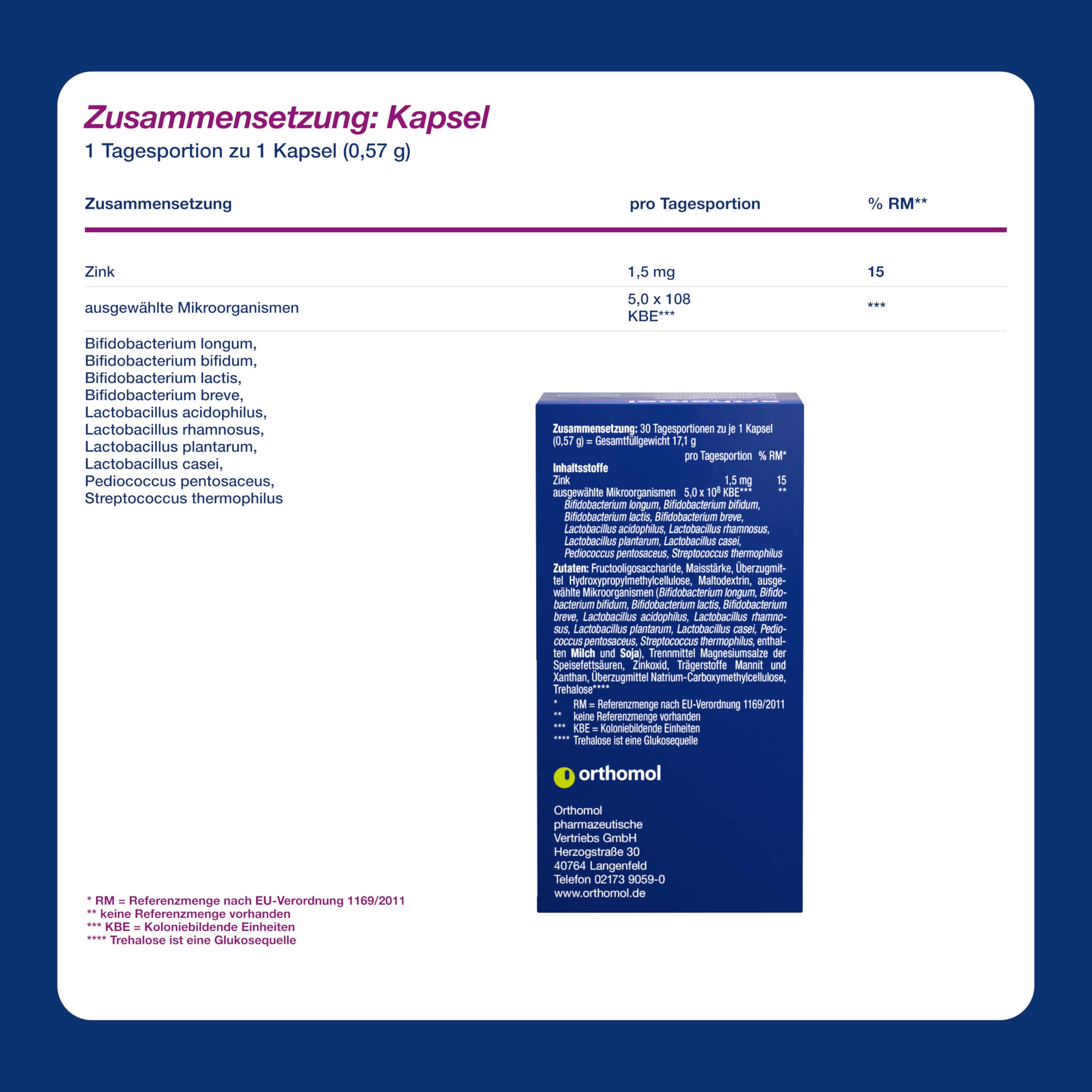 Orthomol Pro metabol: Nahrungsergänzung mit 10 ausgewählten Darmsymbionten + Zink zur Unterstützung des Darms, u. a. im Rahmen des Gewichtsmanagements, 30 Kapseln