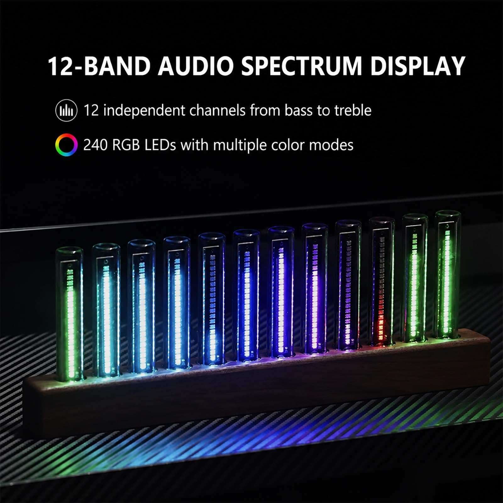Wyświetlacz widma muzycznego LED, lampa RGB do odbioru dźwięku, regulowana jasność kolorów, do komputerów stacjonarnych, salonów gier, domowych imprez, prezentów dekoracyjnych(B)