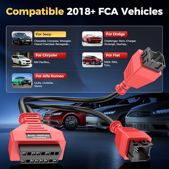 OBD2 12+8 Adapter for Chrysler, 12 8 OBD II Security Gateway Bypass Cable | OBDII 12 & 8 Connector for FCA SGW Car SGM, Work for All OBD 2 Scanner, for Dodge, for Jeep, for Ram, for Fiat Year 2018+
