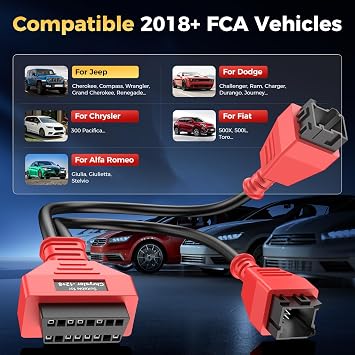 OBD2 12+8 Adapter for Chrysler, 12 8 OBD II Security Gateway Bypass Cable | OBDII 12 & 8 Connector for FCA SGW Car SGM, Work for All OBD 2 Scanner, for Dodge, for Jeep, for Ram, for Fiat Year 2018+